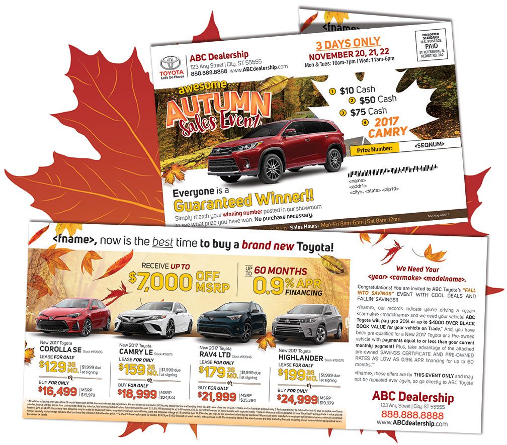 off-fold self mailers - Fall Mailer Ideas Autumn Advertising