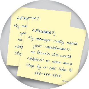 sticky note direct mail add-on