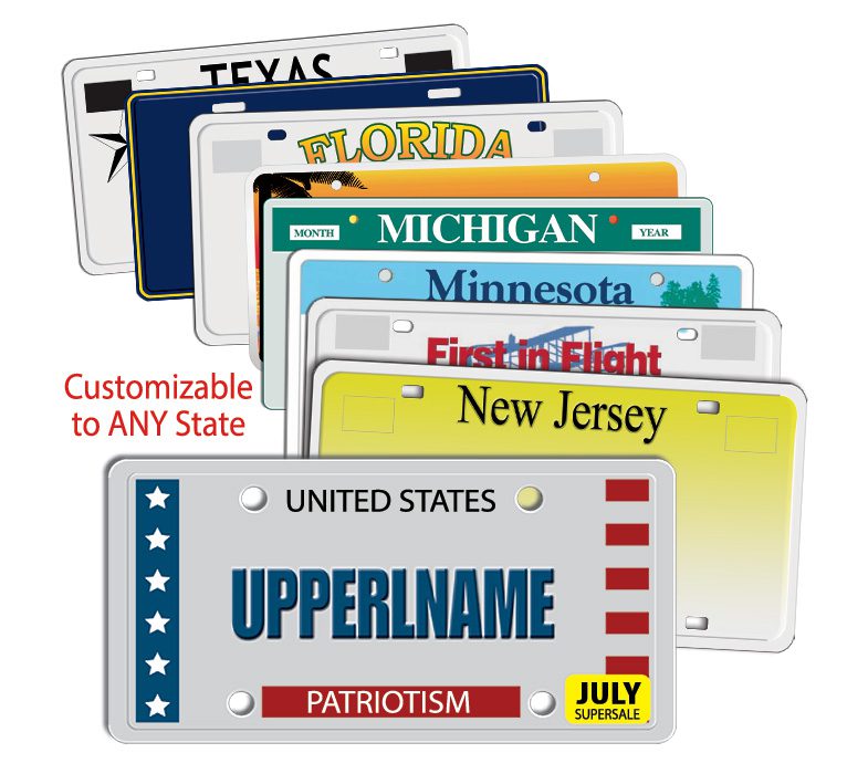 license plate direct mail sample plates