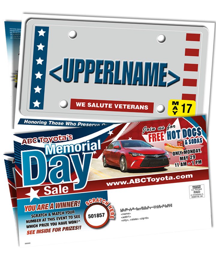 Memorial Day Direct Mailers License Plates