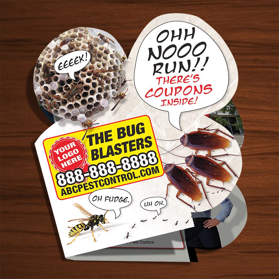 pest control direct mail die cut self mailer