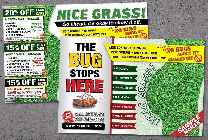 Pest Control Direct Mail Lawn Service Postcards