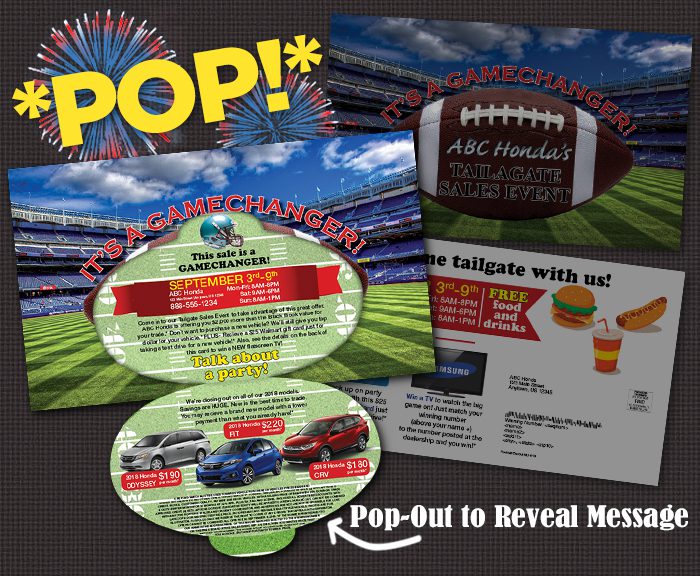 Die-Cut Pop Mailer Football, Ear, Pie, Turkey, Rainbow, etc