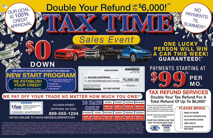 Tax Time Sales Event Mailer Tax Season Marketing