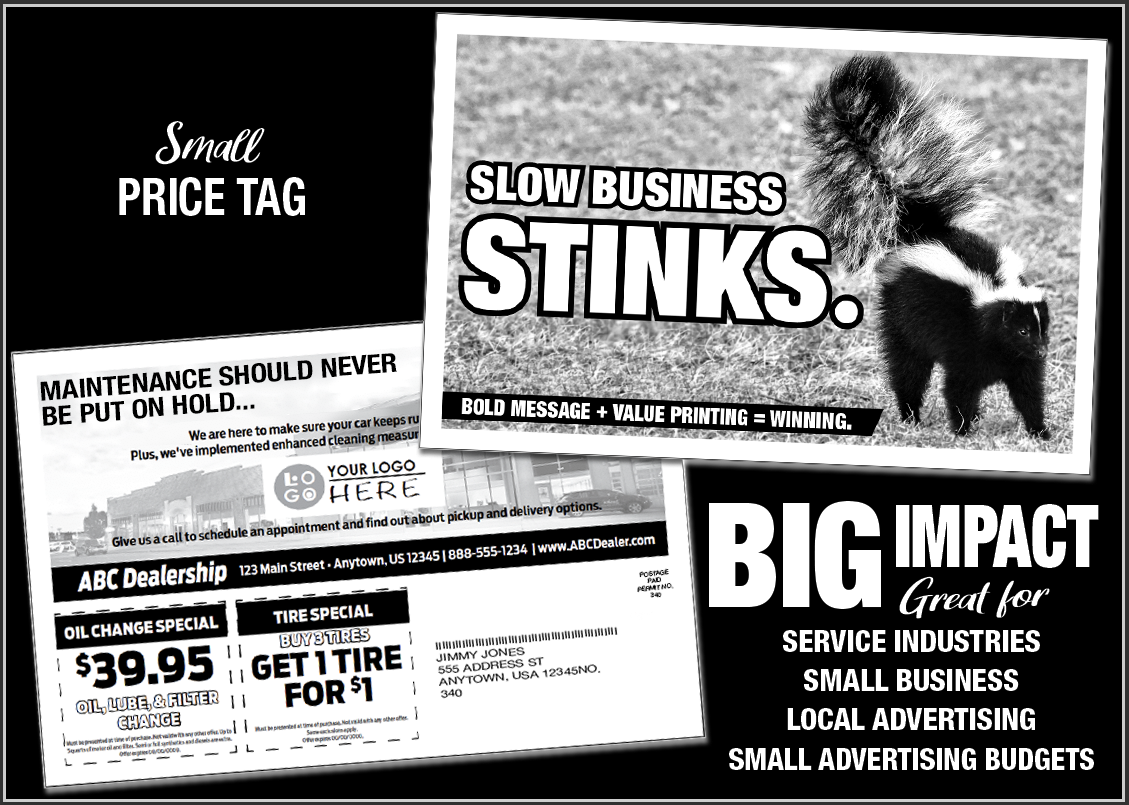 Black and White Direct Mail Laser Promo Graphic