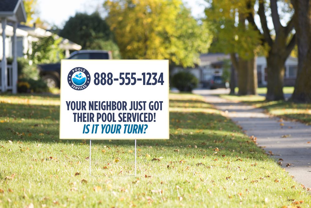 pool marketing tip yard sign