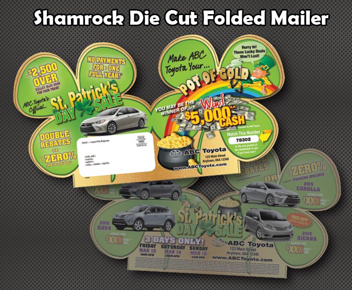 Shamrock 4 leaf clover mailer3 Shamrock St. Patrick's Day Direct Mail