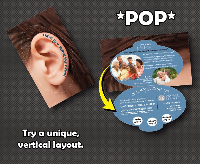 pop oval shape hearing mailer2 unique hearing aid direct mail