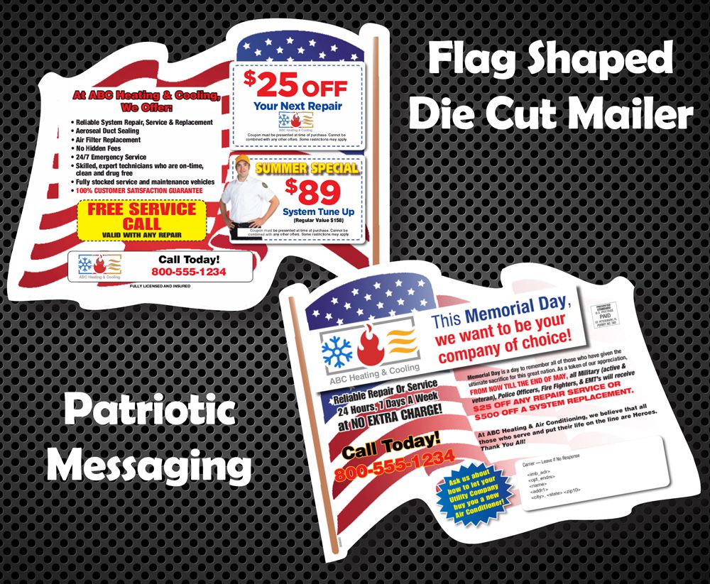 flag-die-cut patriotic american direct mail advertising