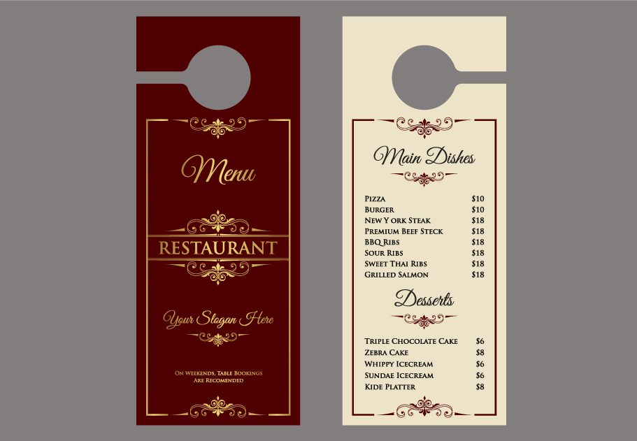 restaurant door hanger